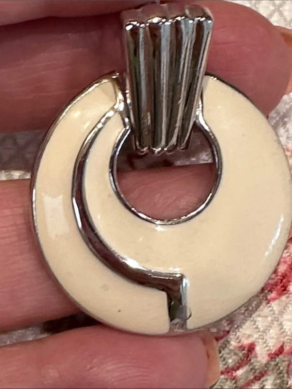 Avon pierced Cream and Silver Round Drop Earrings